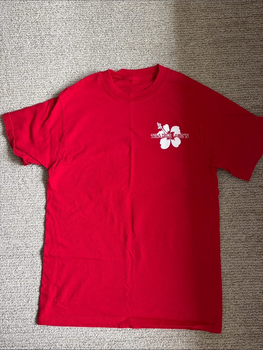 Red Trader Joe’s tshirt 🌺